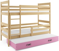 Patrová postel s přistýlkou Norbert borovice/růžová