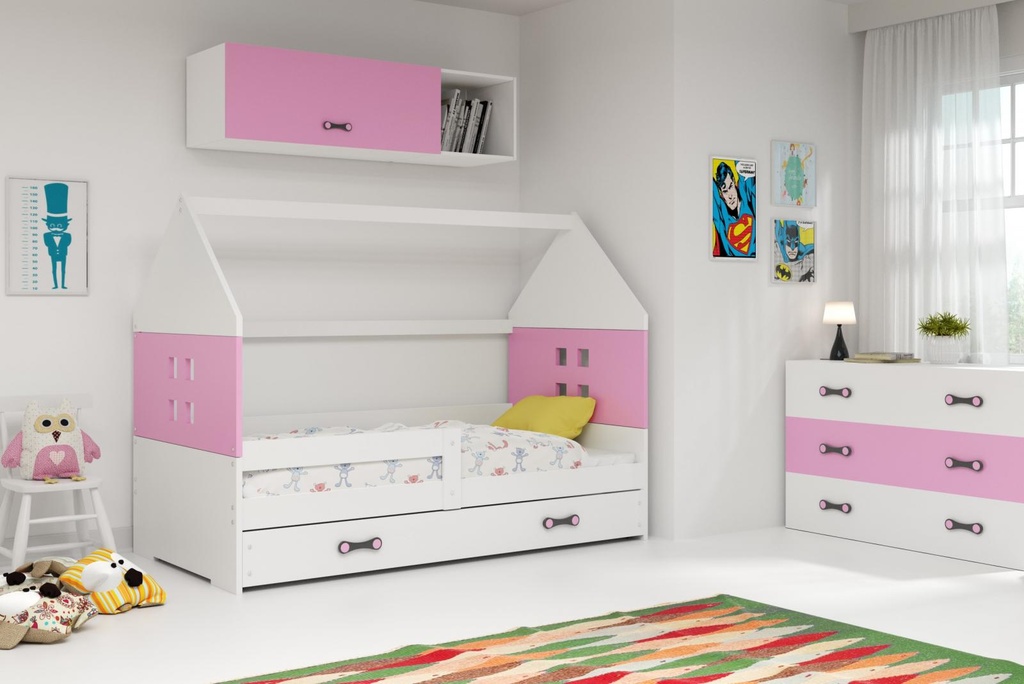 Dětská postel Dominik 80x160 bílá/růžová