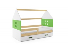 Dětská postel Dominik 80x160 borovice/zelená/bílá